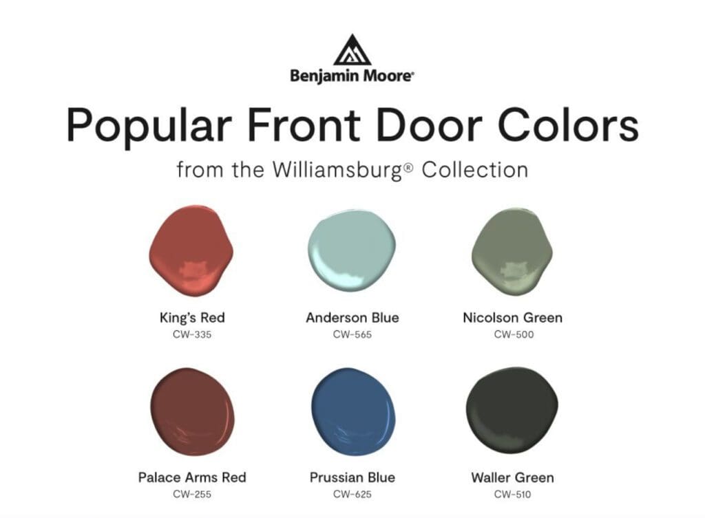 A beautiful front door is one of the notable features of a home. It’s the first thing people see when they visit. Use Benjamin Moore's Williamsburg front door colors to enhance curb appeal, increase your home’s value, and make a lasting impression on guests.