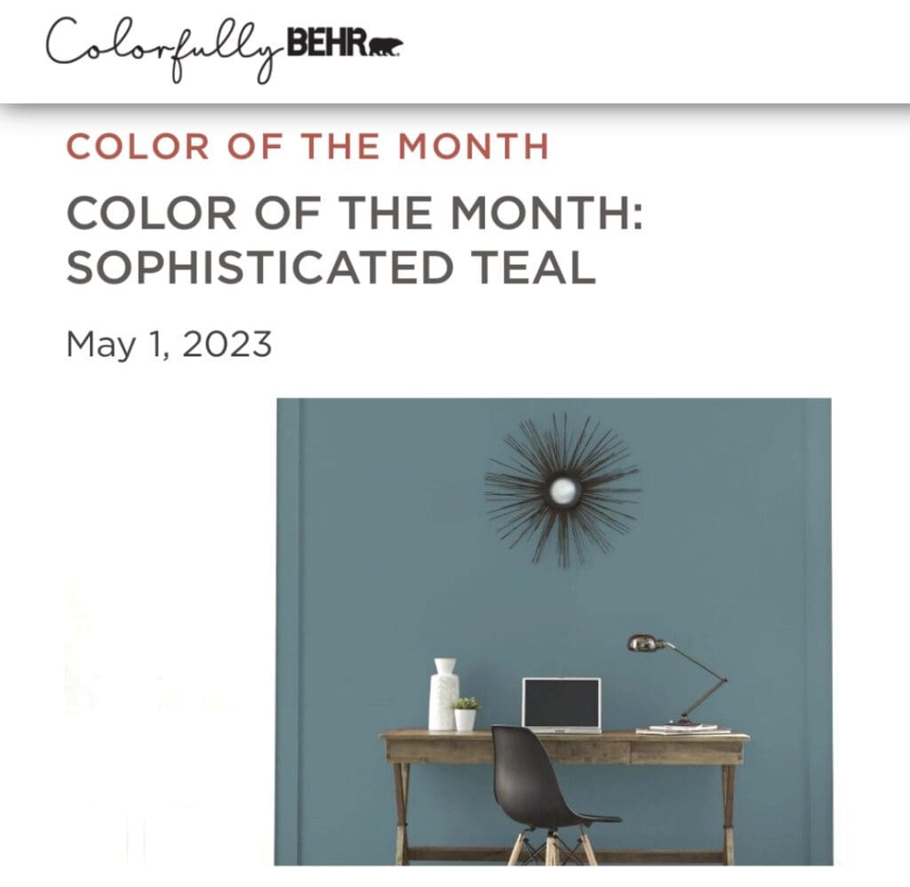 Behr May 2023 Color of the Month | Sophisticated Teal