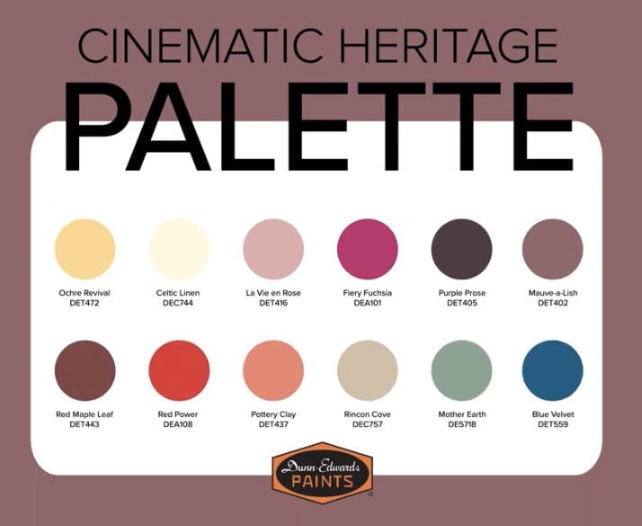 Dunn Edwards 2024 Cinematic Heritage Color Palette.