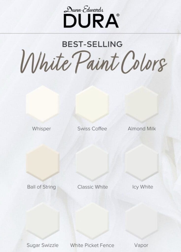 Dunn Edwards Dura Best Selling White Paint Colors.