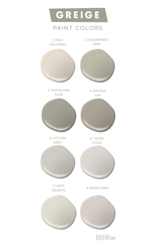 Behr Greige Paint Color Palette.