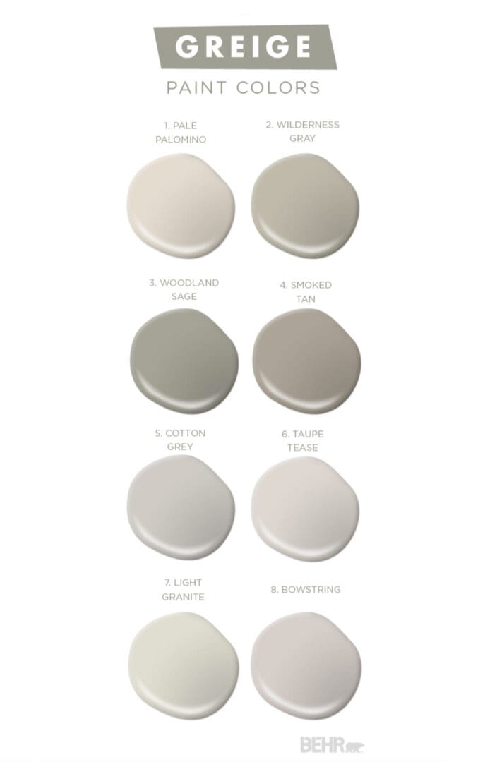 Behr Greige Paint Color Palette.