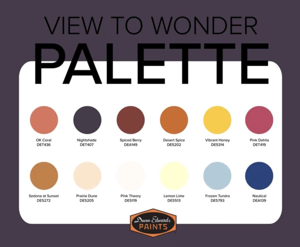 Dunn Edwards 2024 View to Wonder Paint Color Palette