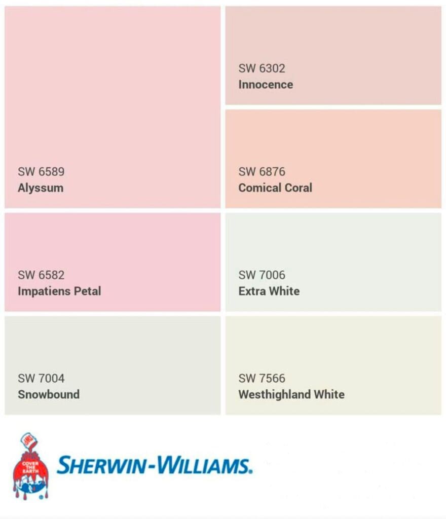 Sherwin Williams Barbie Inspired Pinks with Coordinating Colors. 