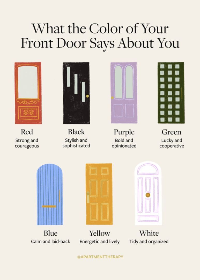 Front door colors often provide a preview of a person's unique decorating style. From bold reds to serene whites, each hue reflects a distinct personality facet, setting the tone for what's inside.