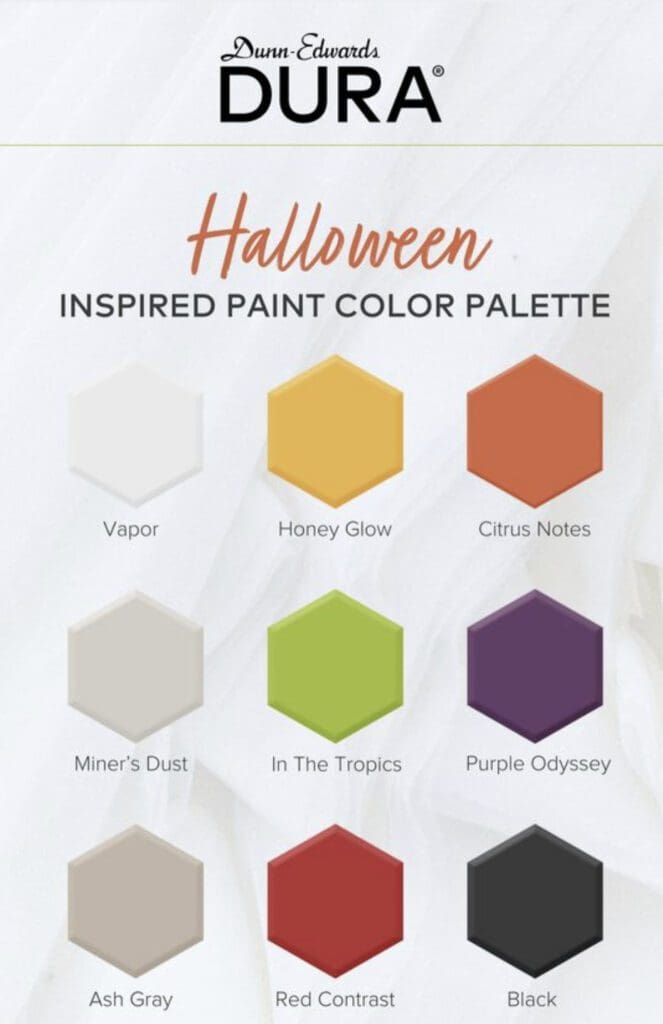 Dunn Edwards Dura Halloween Inspired Paint Color Palette.