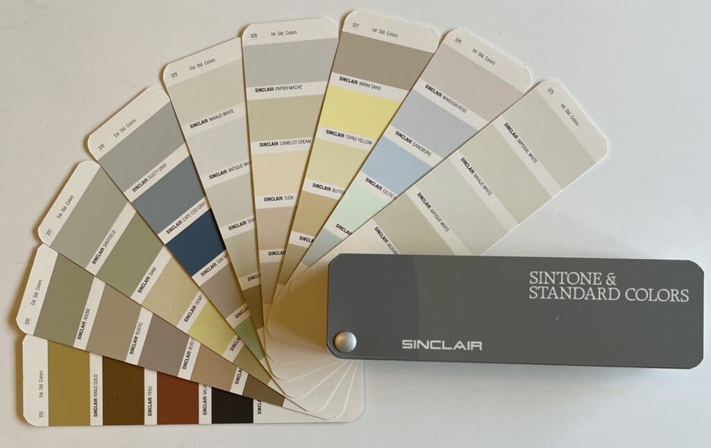 Mid-80's Sinclair Paint Standard Stock Color Chart.