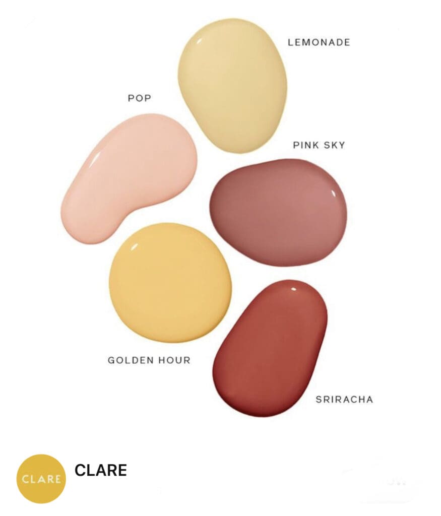 Clare Warm Tones Paint Colors Orange, Red, and Gold.