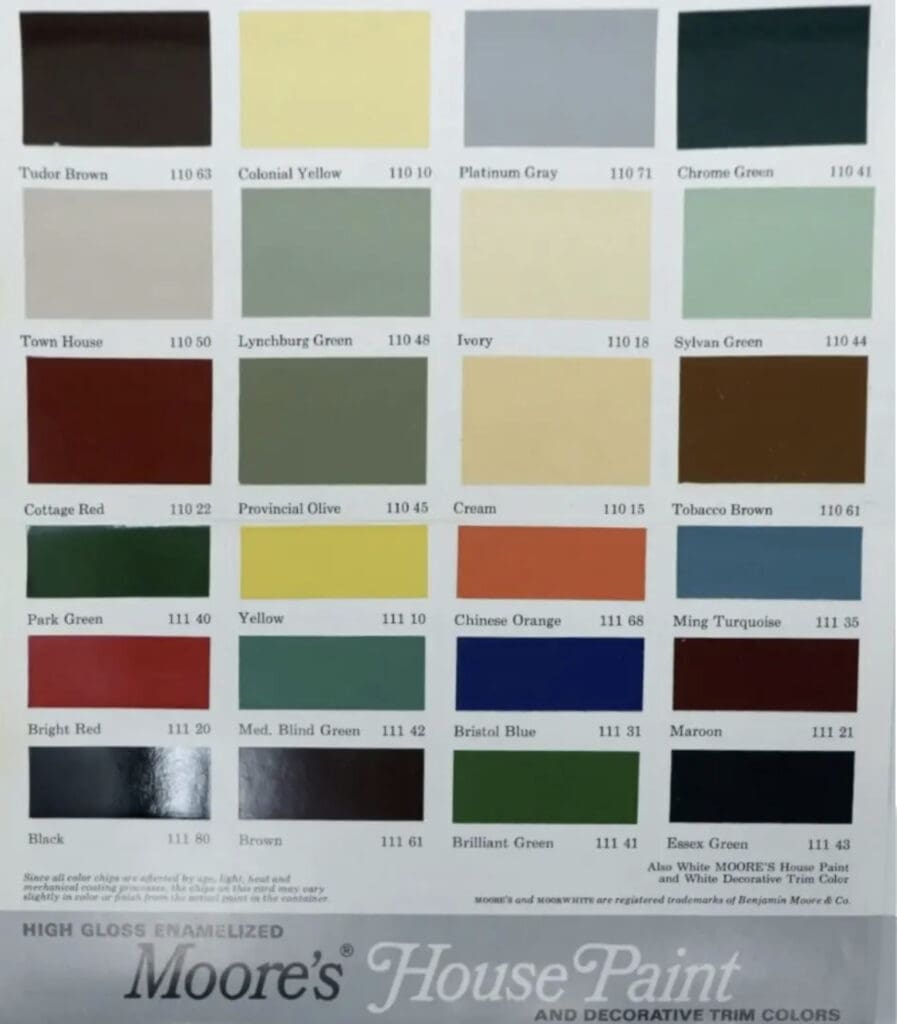 1969 Benjamin Moore Exterior Gloss Paint Color Chart