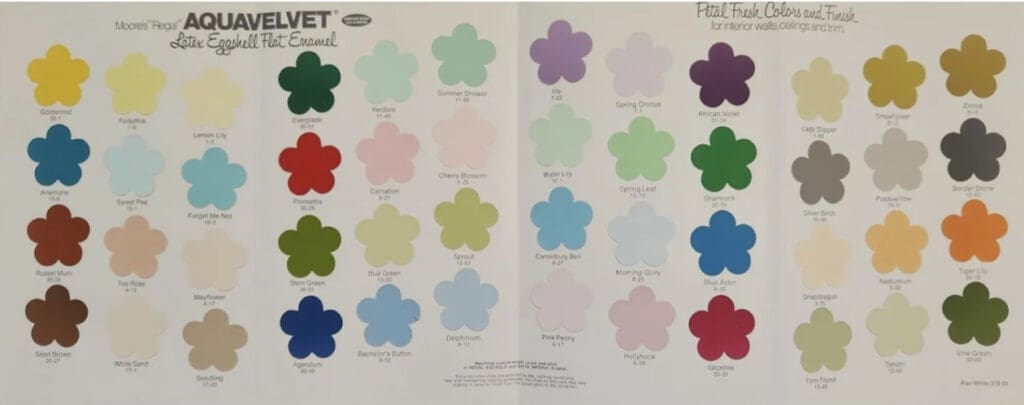 1972 Vintage Benjamin Moore Paint Color Chart