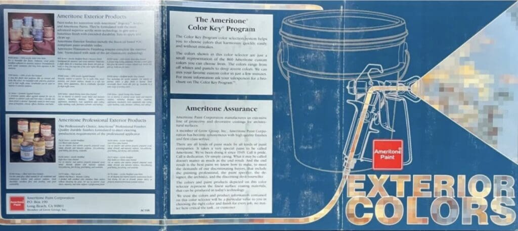 1994 Ameritone Exterior Color Chart Front & Back.