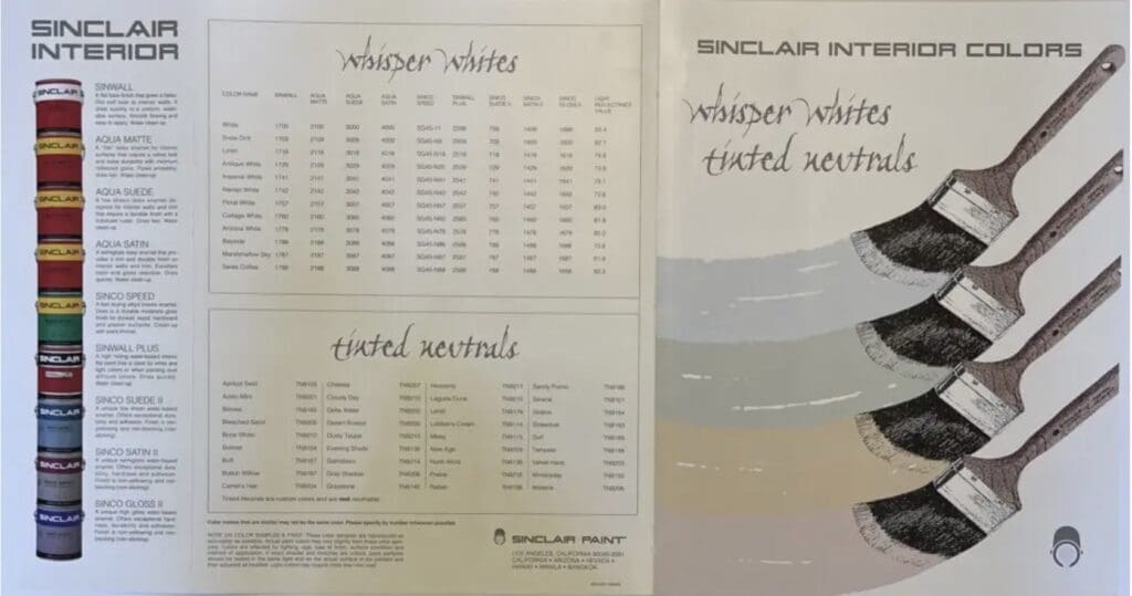 Sinclair Paint 1995 Interior Color Chart Cover.