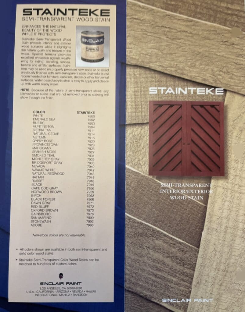 Cover of Stainteke Sinclair Paint Color Brochure.