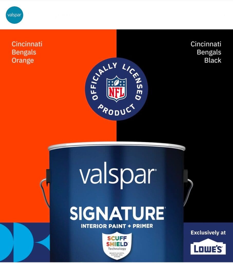 Valspar Cincinnati Bengals Paint Colors.