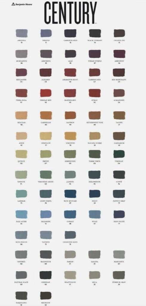 Benjamin Moore Century Paint Color Chart.