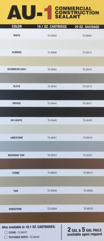 AU-1 Construction Sealant is an interior and exterior architectural caulk for expansion joints, door and window surrounds and general purpose Los Angeles Residential Waterproofing. This single component, high performance water based acrylic is easy to apply.  