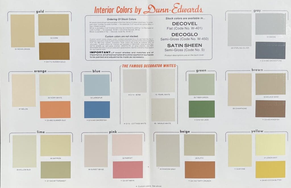 1983 Dunn Edwards Interior Color Chart. 