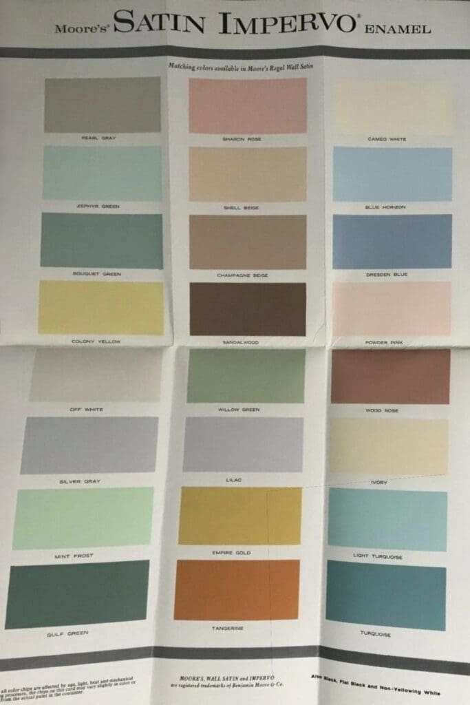 1955 Benjamin Moore Interior Color Chart.