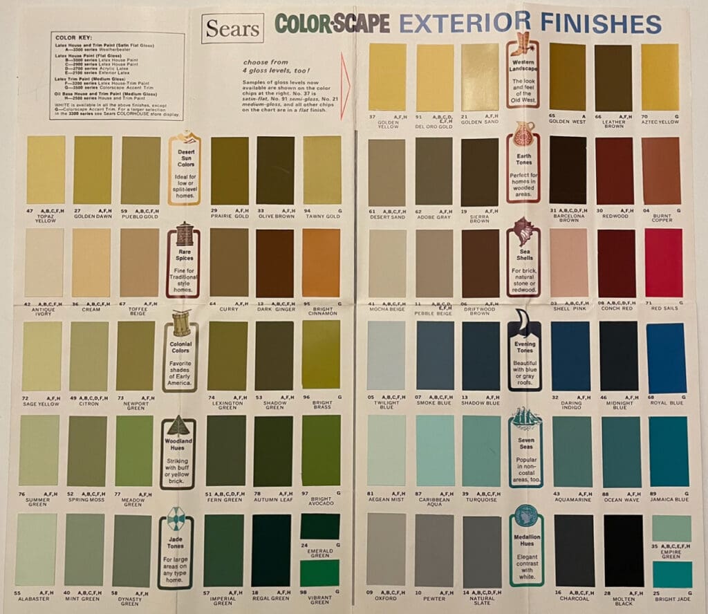 1972 Sears Vintage Exterior Color Brochure