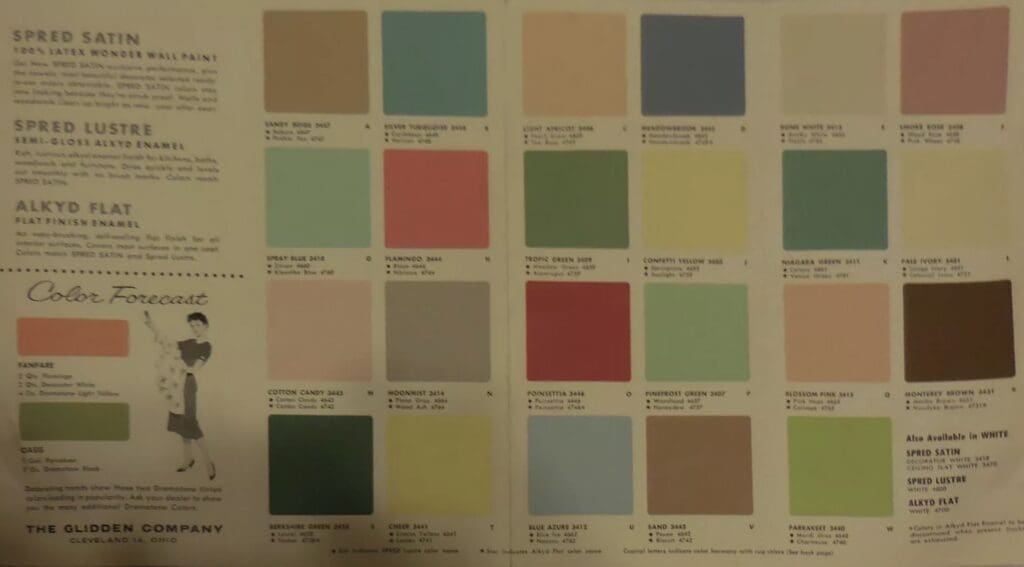 1958 Interior House Paint Color Chart.