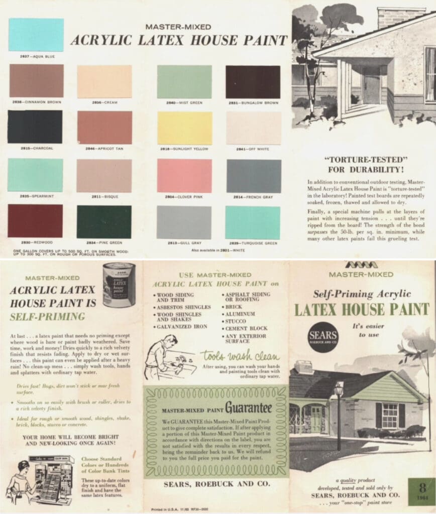 1964 Sears House Paint Color Chart.