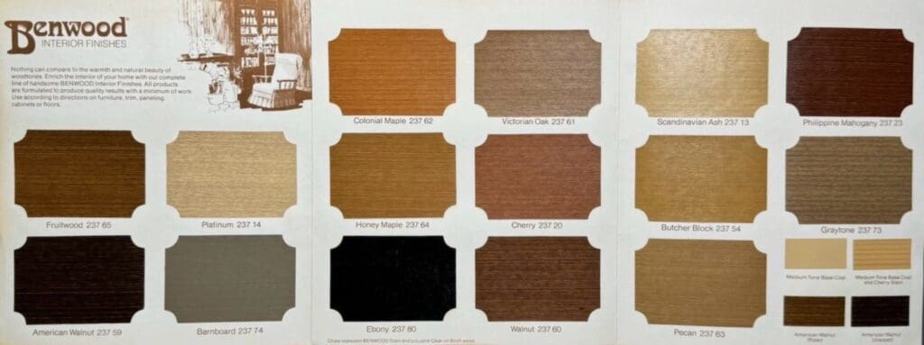 1975 Benjamin Moore Interior Wood Stain Color Chart.