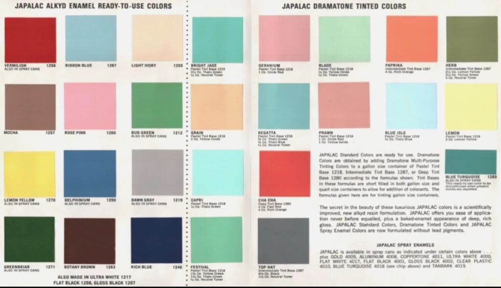 Glidden 1964 Interior Enamel Colors.