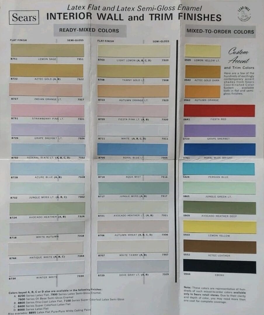 1971 Sears Interior Colors