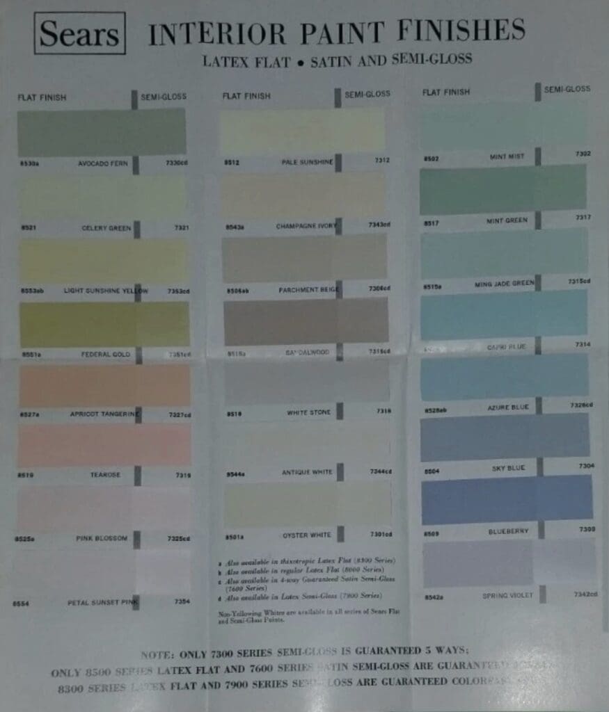 Sears 1968 Interior Paint Colors