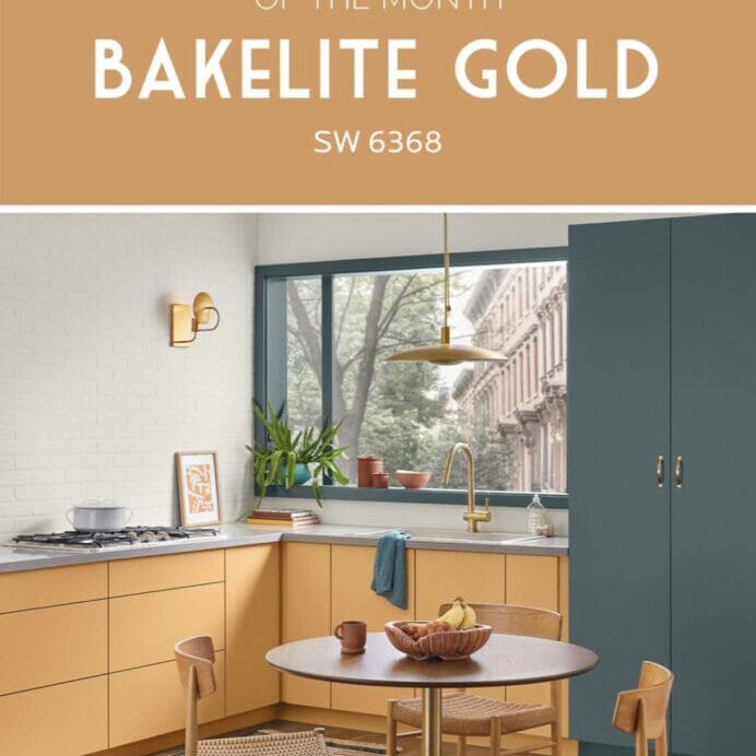 Sherwin Williams December 2022 Color of the Month | Bakelite Gold. All Los Angeles Painting Company, Inc.