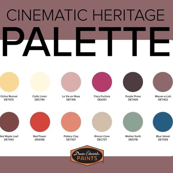 Dunn Edwards 2024 Cinematic Heritage Color Palette.