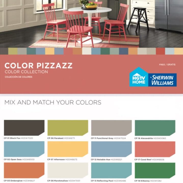 Sherwin Williams HGTV Pizzazz Paint Color Palette.