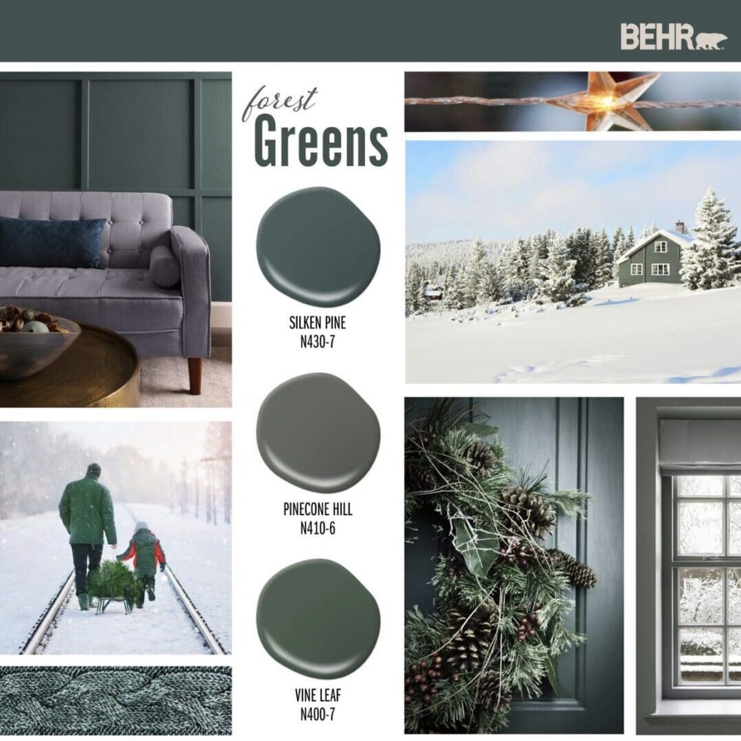 Behr Forest Green Paint Color Palette.