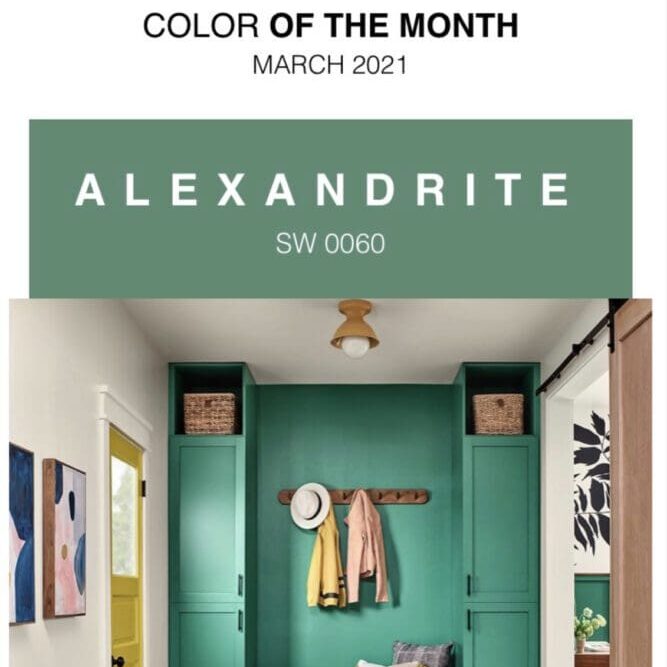 Sherwin Williams March 2021 Color of the Month Alexandrite.