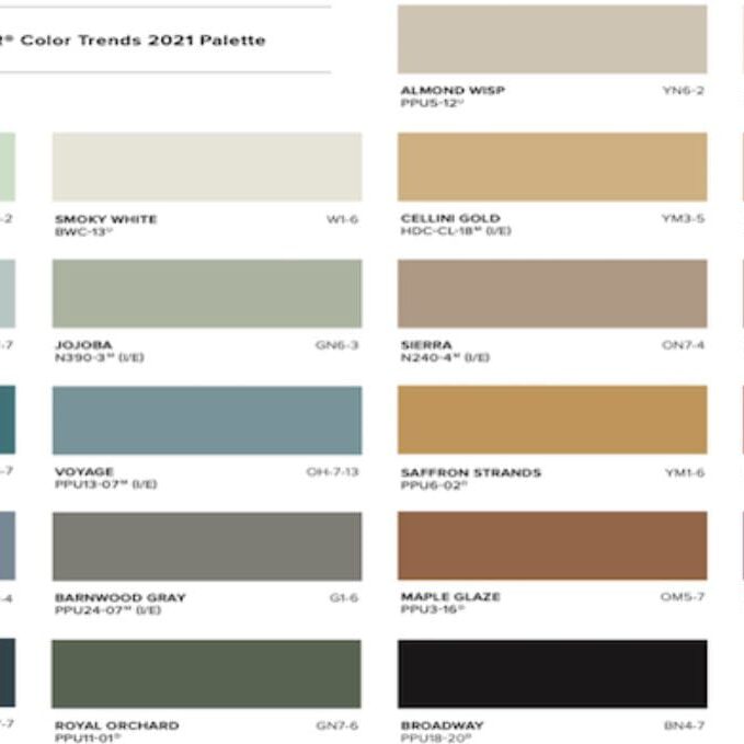 Behr 2021 Trending Colors.