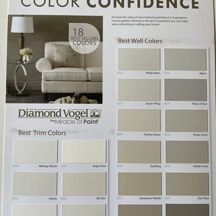 Diamond Vogel Whites and Neutral Color Chart