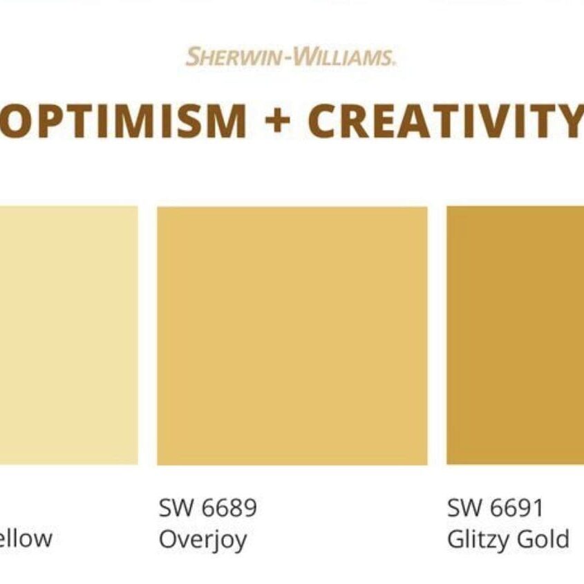 Sherwin Williams Optimism and Creativity Paint Color Palette.