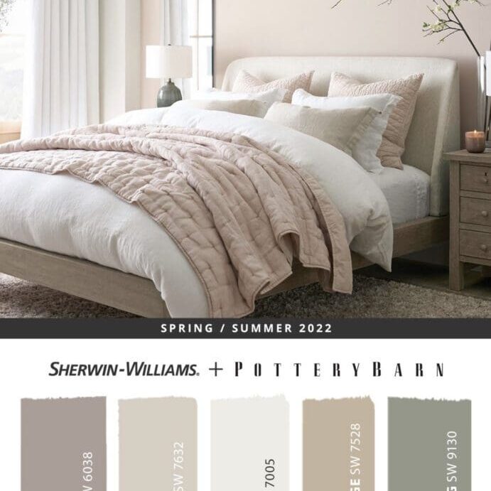 Pottery Barn Sherwin Williams Spring/Summer 2022 Bedroom Paint Color Palette. All Los Angeles Painting Company, Inc.