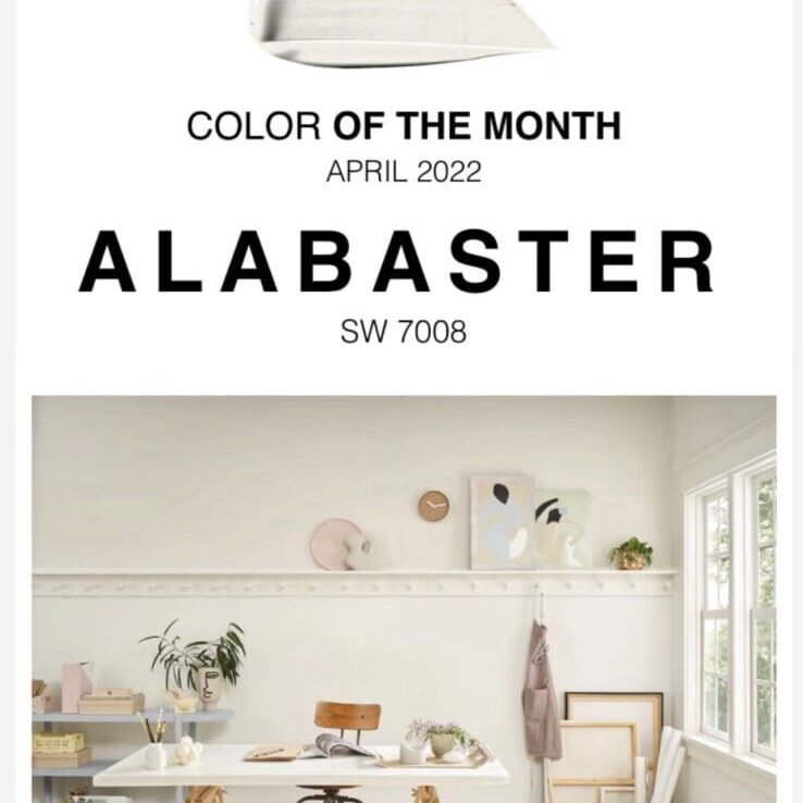 Sherwin Williams April 2022 Color of the Month | Alabaster. All Los Angeles Painting Company, Inc.