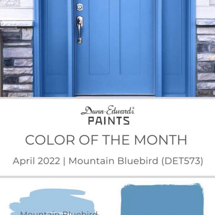 Dunn Edwards April 2022 Color of the Month | Mountain Bluebird DET573. All Los Angeles Painting Company, Inc,