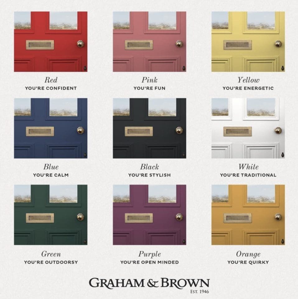 Graham & Brown Front Door Personality Color Inspiration Chart. All Los Angeles Painting Company.