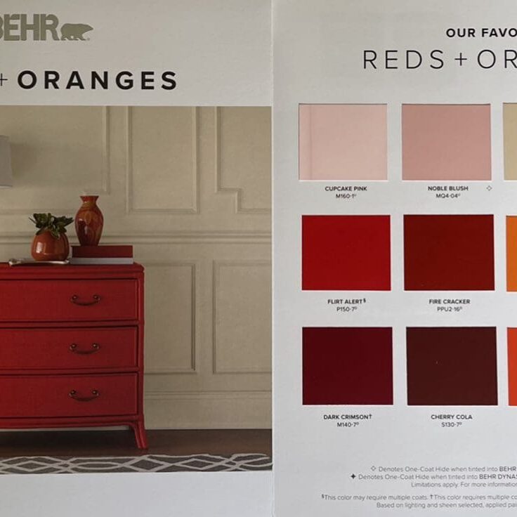 Behr | Reds & Oranges Paint Color Chart. All Los Angeles Painting Company, Inc.