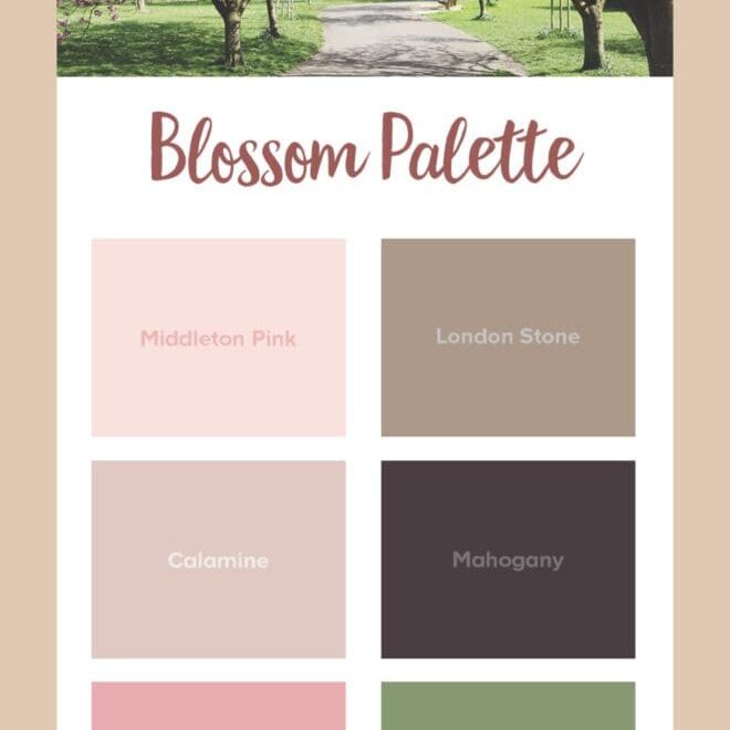 Farrow & Ball Cherry Blossom Inspired Paint Color Palette.