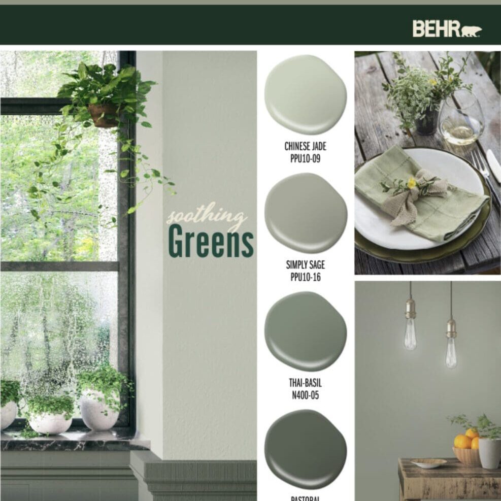 Behr Paint | Soothing Green Paint Color Palette. All Los Angeles Painting Company, Inc.