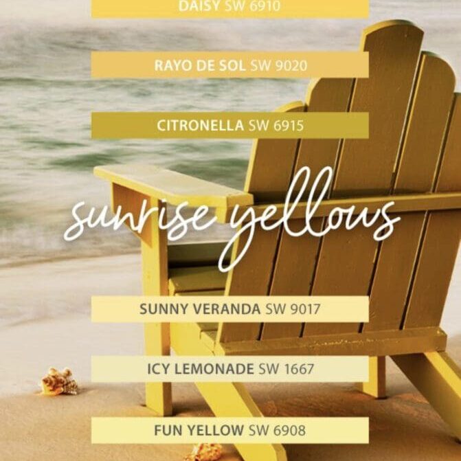 Sherwin Williams | Sunrise Yellow Paint Color Palette. All Los Angeles Painting Company, Inc.