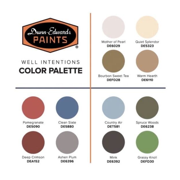 Dunn Edwards Trending Colors | 2023 Well Intentions Color Palette. All Los Angeles Painting Company, Inc.