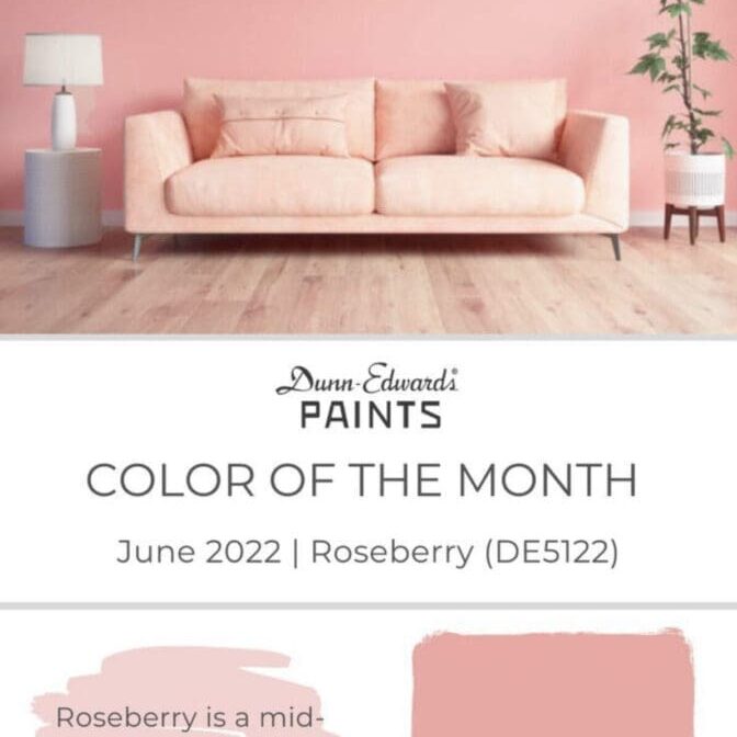 Dunn Edwards June 2022 Color of the Month | Roseberry. All Los Angeles Painting Company, Inc.