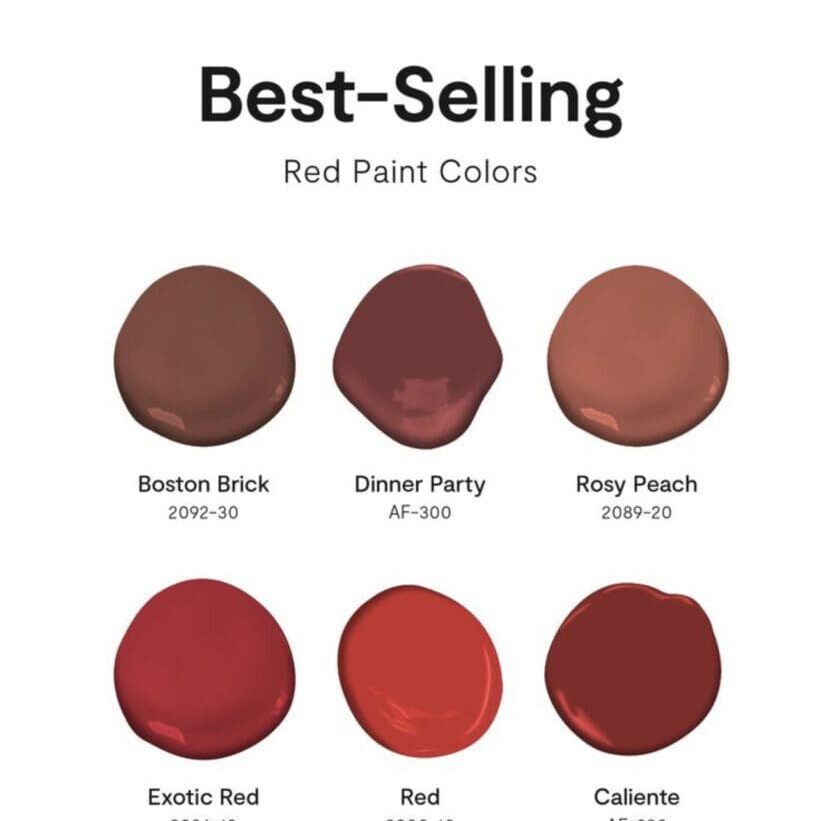 Benjamin Moore Best Selling Red Color Palette. All Los Angeles Painting Company, Inc.