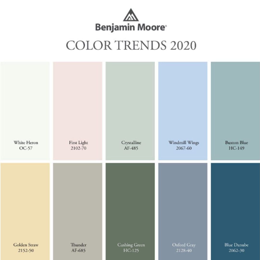 Benjamin Moore 2020 Color Trends Paint Palette.