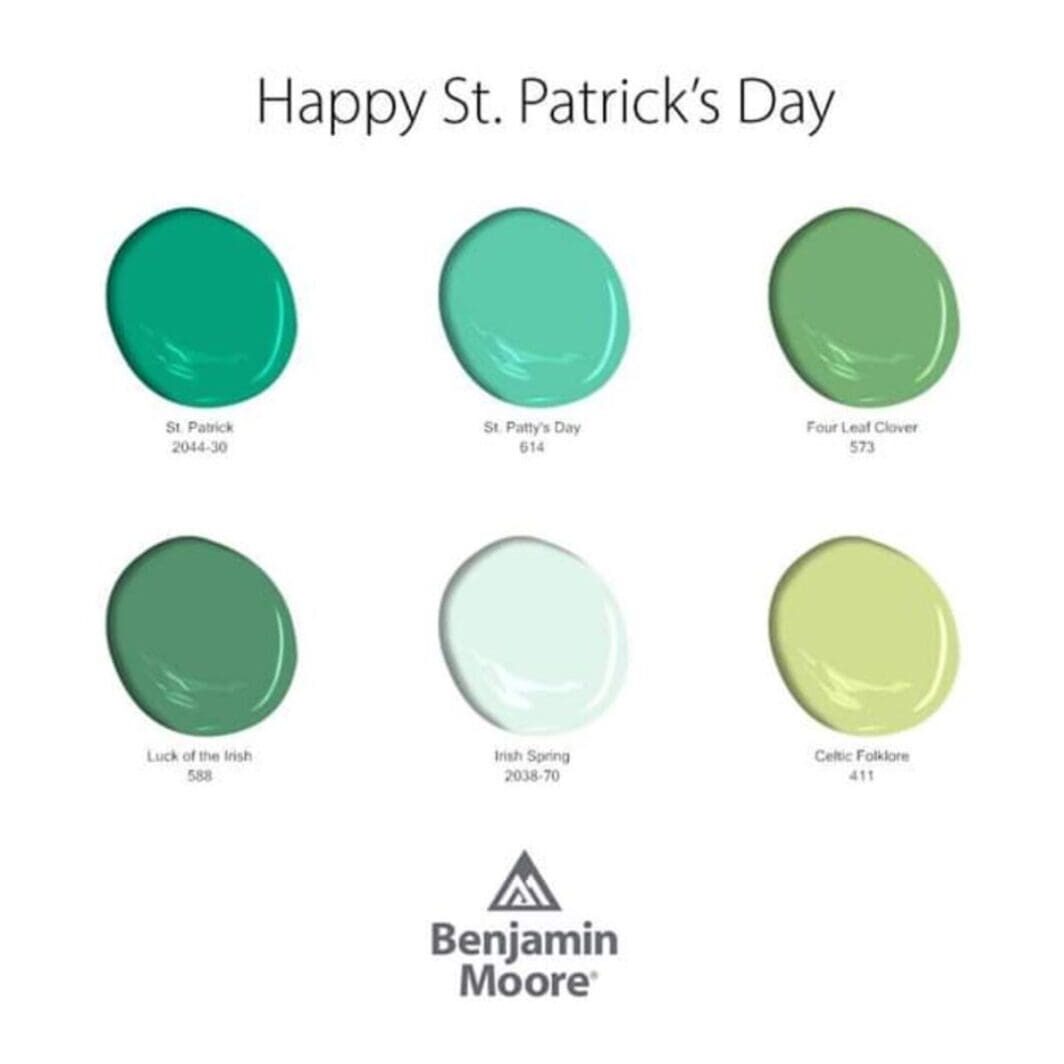 Benjamin Moore St. Patrick's Day Inspired Paint Colors.